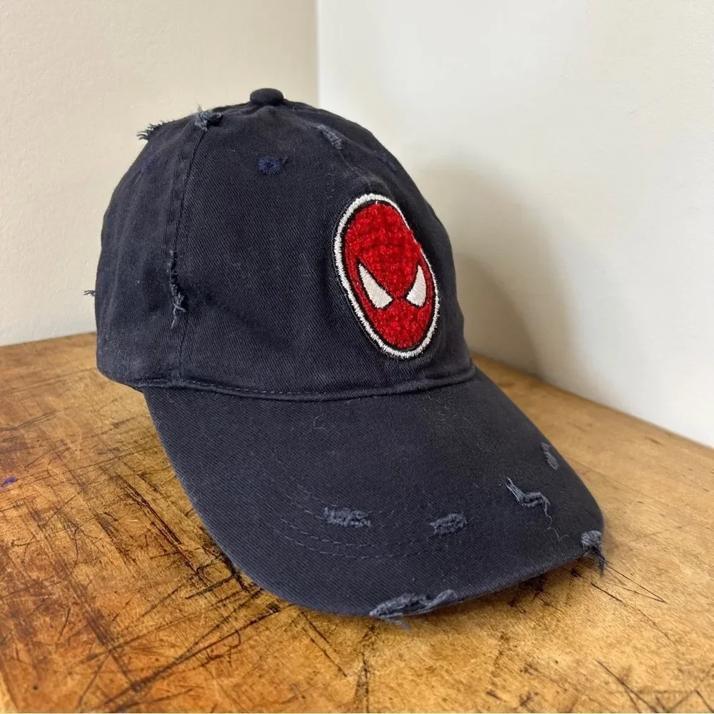 Marvel Spiderman Distressed Hat Navy Blue Red Baseball Cap Child O/S adjustable